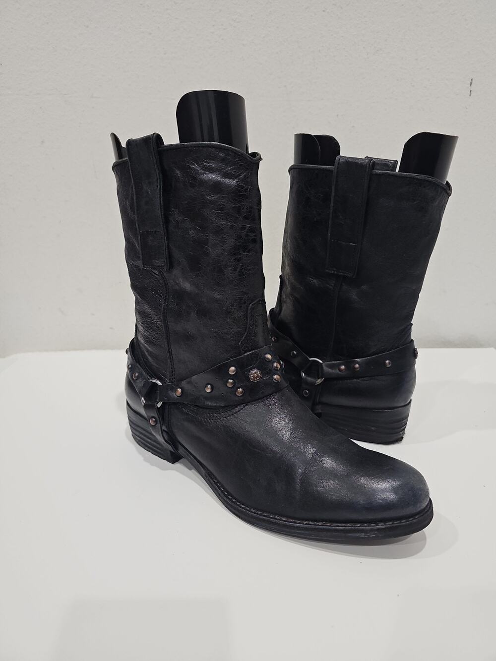 SAM EDELMAN Lakota Harness Leather BOOTS 10 M BLACK Motorcycle Biker MOTO